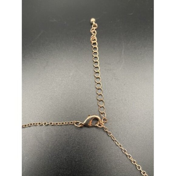 Pave Rhinestone Heart Necklace Pendant Gold Tone  Reversible Cable Chain 17 + 3" - Picture 4 of 6